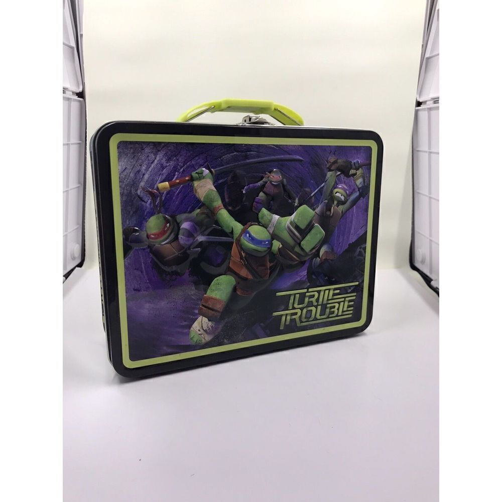 TMNT Turtle Trouble Metal Lunchbox Lunch Box 2012 Embossed Tin Pre-owned